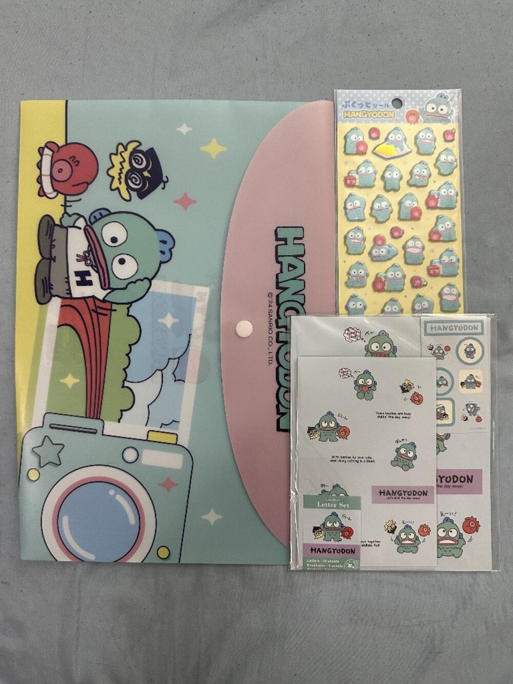 Sanrio Hangyodon Letter Set Envelope Document Case and Puffy Sticker Sheet